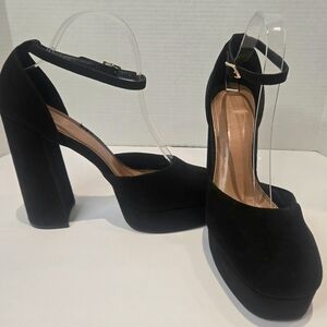 Asos Black Platform Heels With Ankle Straps